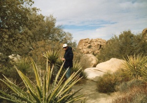 Kyle Samper in a Yucca gully, Joshua Tree National Monument, 1989, photo © Janice Samper